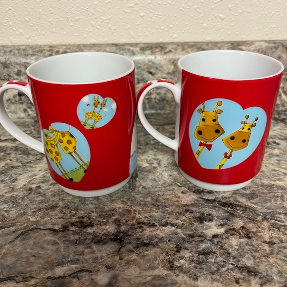 Set of Two Stacking Giraffes Coffee Tea Mugs Cups | Giraffes in Heart - Picture 7 of 10